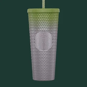 Green & Purple Metallic Bling Plastic Cold Cup - 24 fl oz